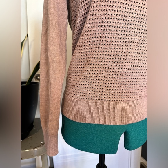The Limited Merino Wool Blend, Light, tan mauve, V-Neck Sweater.  Size S - Picture 2 of 10